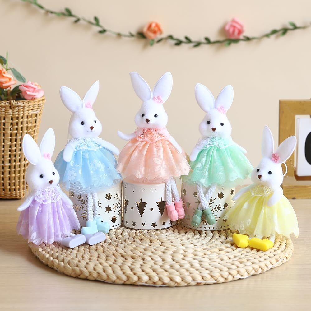 5PCS 688 Inch Happy Easter Bunny Hanging Ornament Decorations
