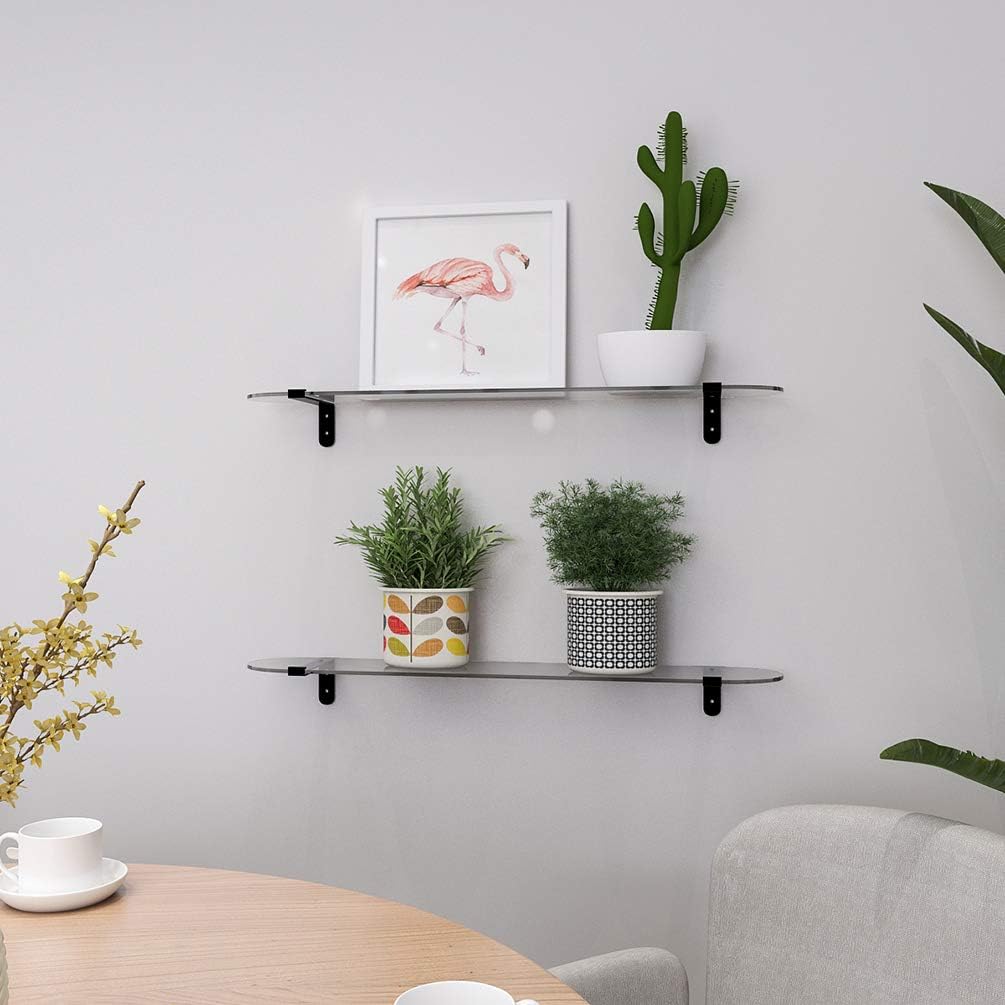 Whitebeach Tempered Glass Floating Shelves 3 Pack for Bathroom Kitchen Living Room