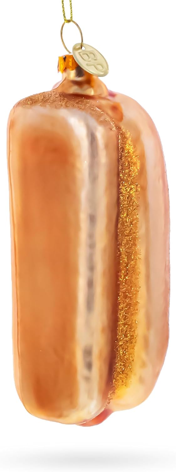 Savory Hot Dog Delight Blown Glass Ornament
