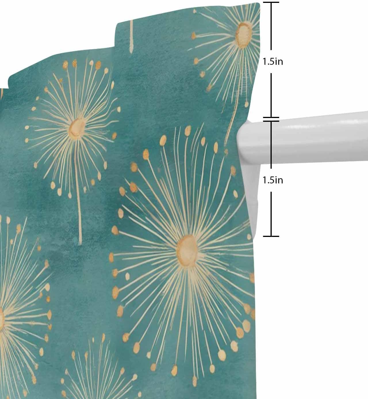 Teal Green Dandelion French Door Curtain