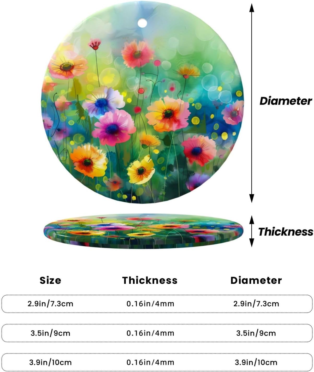 Christmas Ornaments Wildflower Ceramic Pendant Decor