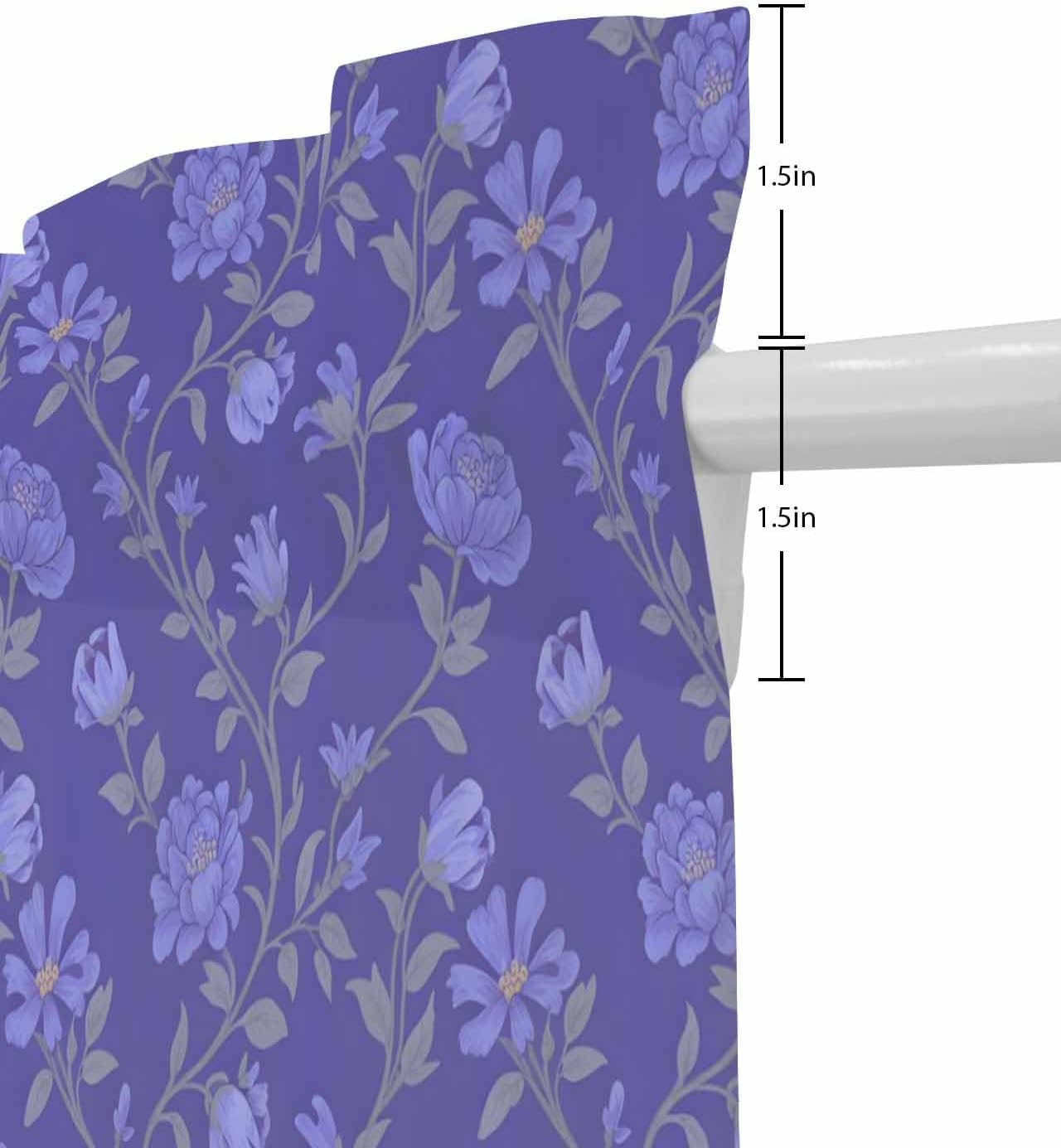 Purple Floral French Door Curtain Panel 54W x 40L
