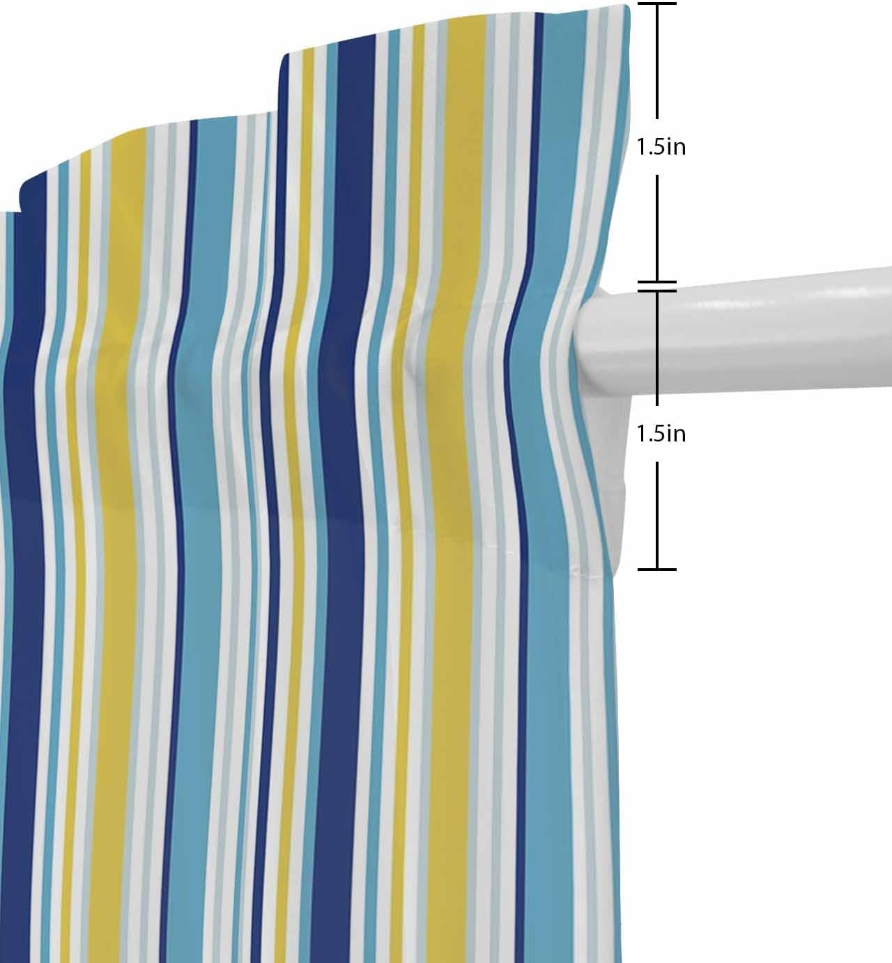 Ombre Blue Yellow Striped French Door Curtain Panel