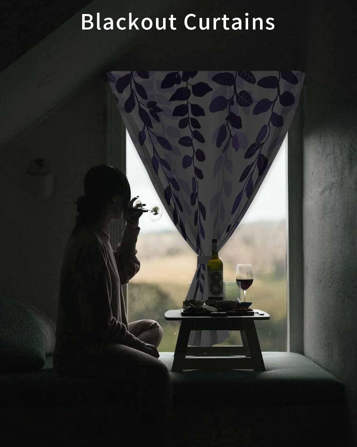 Yomandocix Purple Ombre Self Adhesive Blackout Curtains 35x48 Inches