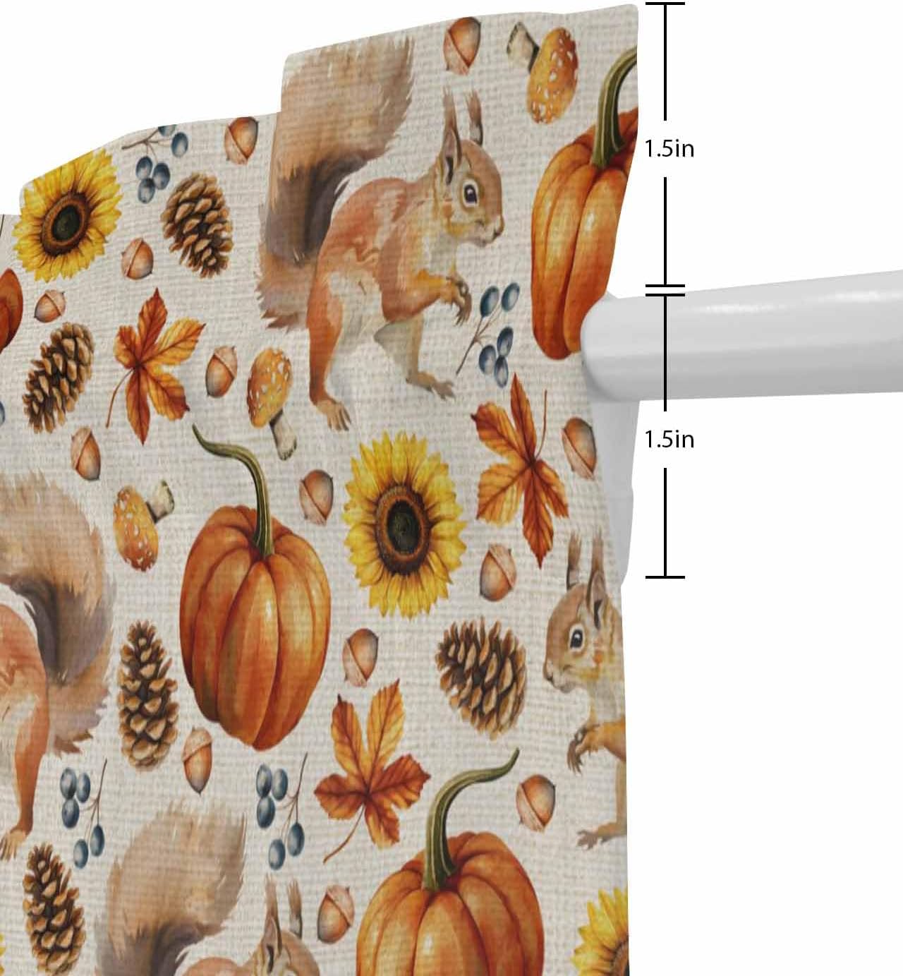 Thanksgiving Fall French Door Curtain with Pumpkins and Sunflowers