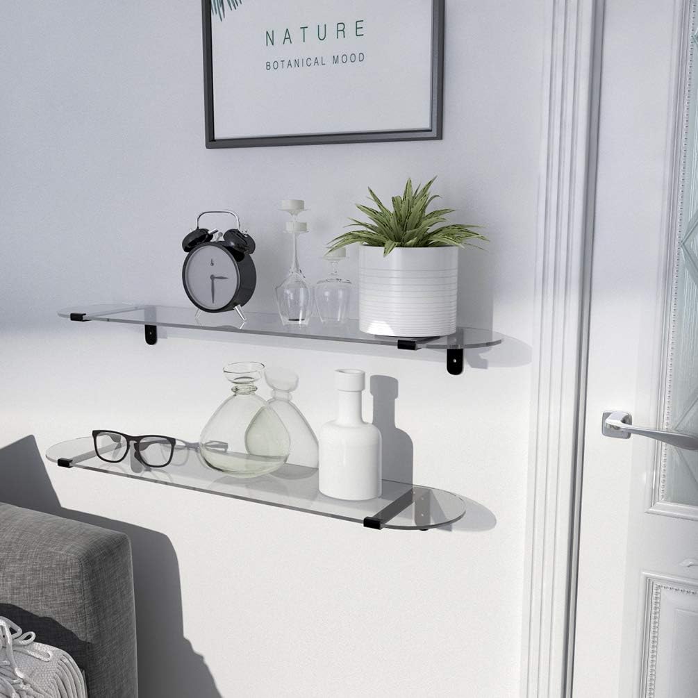 Whitebeach Tempered Glass Floating Shelves 3 Pack for Bathroom Kitchen Living Room