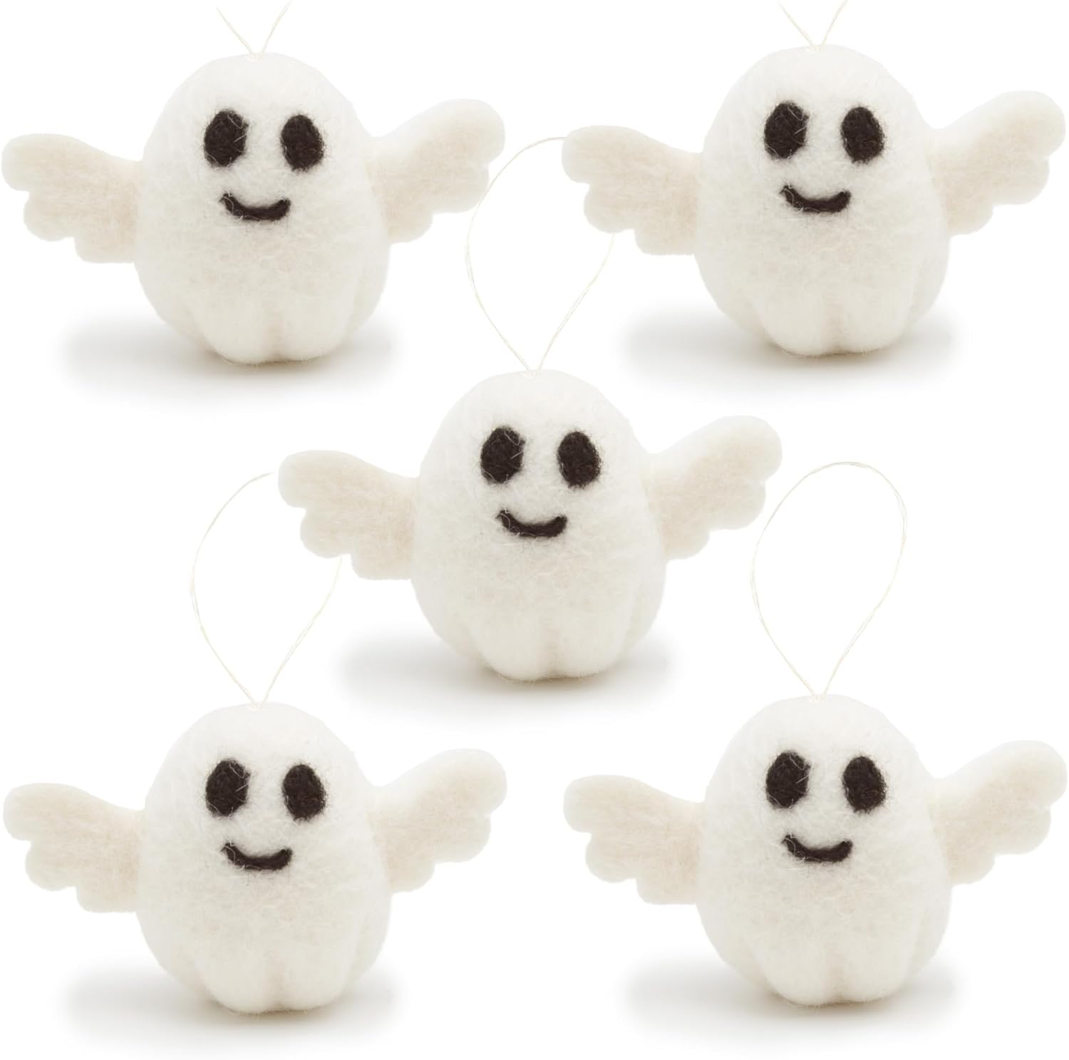GLACIART ONE Wool Felt Ghost Halloween Decorations 5 Pack