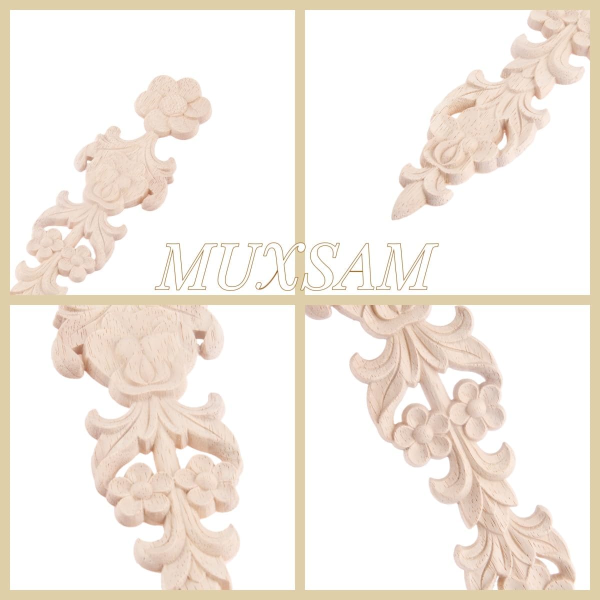 Wood Appliques Long Decorative Carved Onlays 2Pcs 11x236 Inch