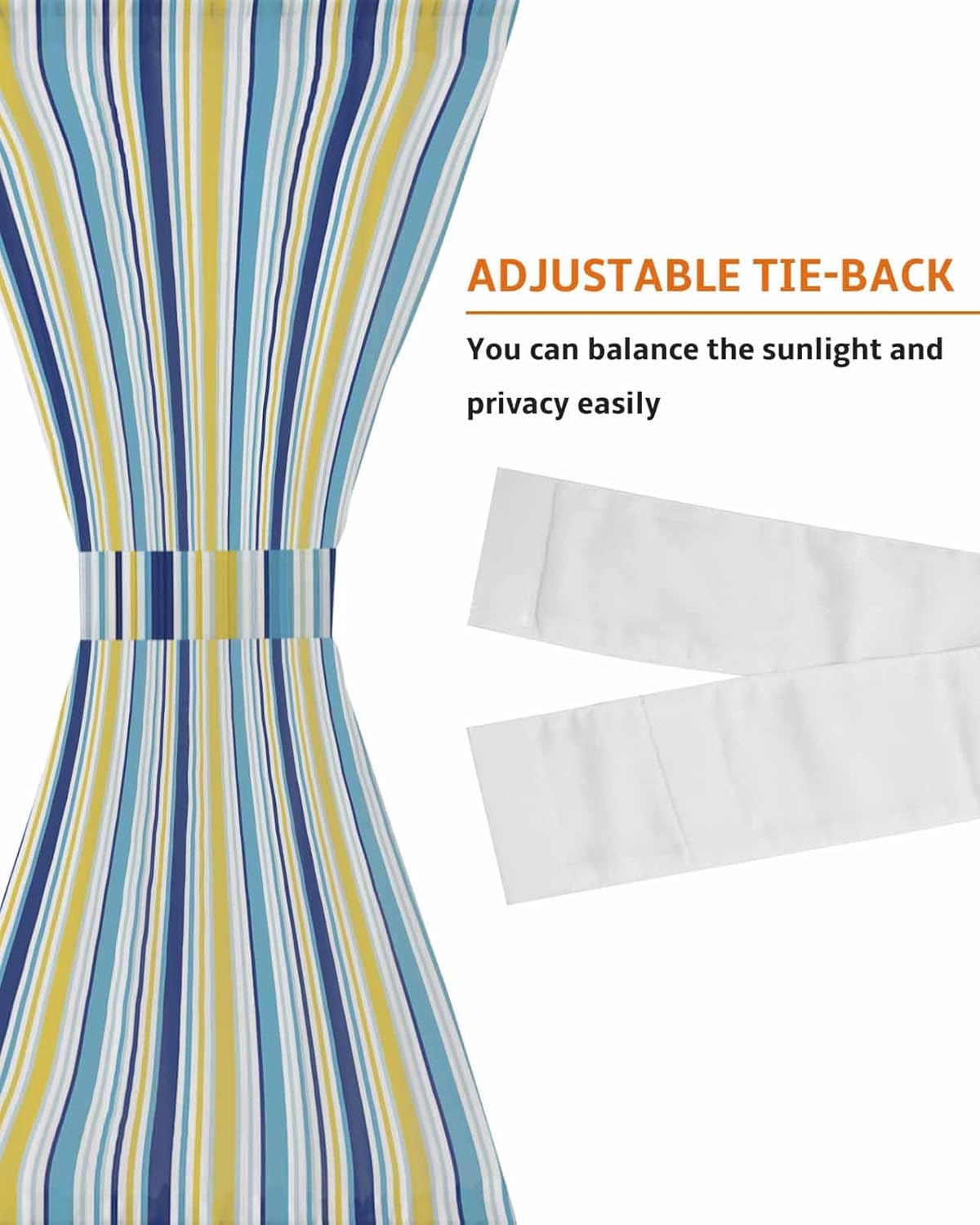 Ombre Blue Yellow Striped French Door Curtain Panel