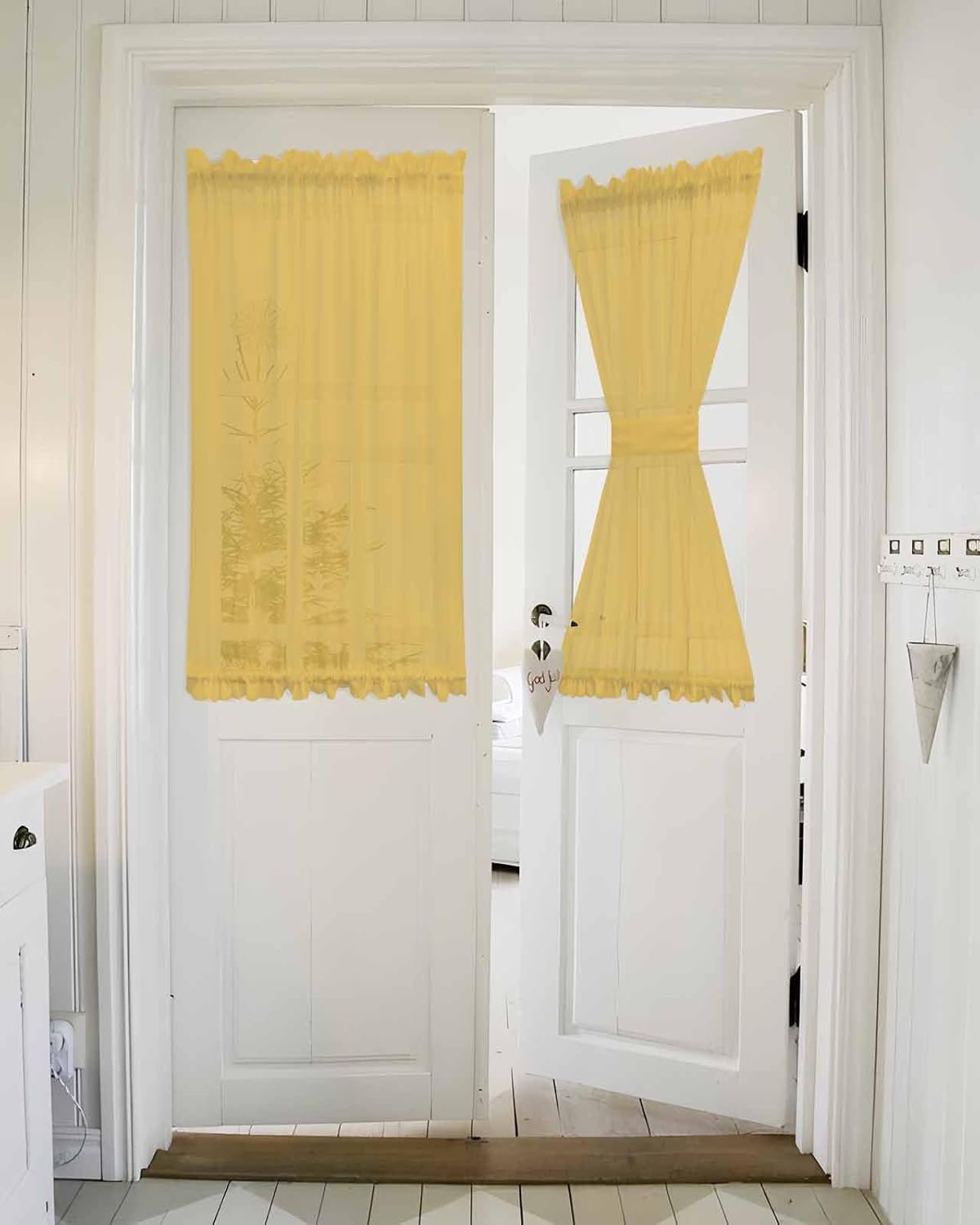Sheer Yellow French Door Curtain 54x40 Inch