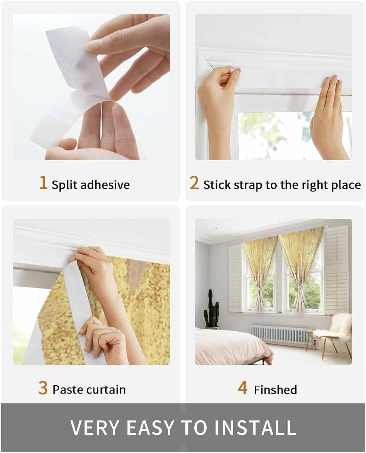 Abstract Gold Self Adhesive Privacy Curtains for Windows and Doors