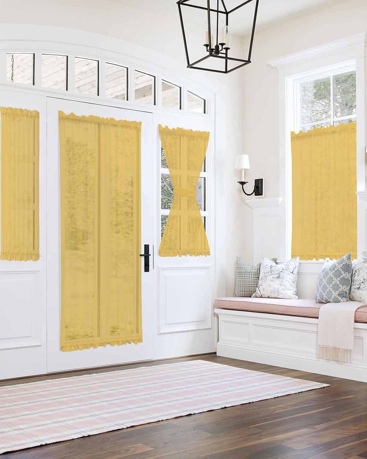 Sheer Yellow French Door Curtain 54x40 Inch