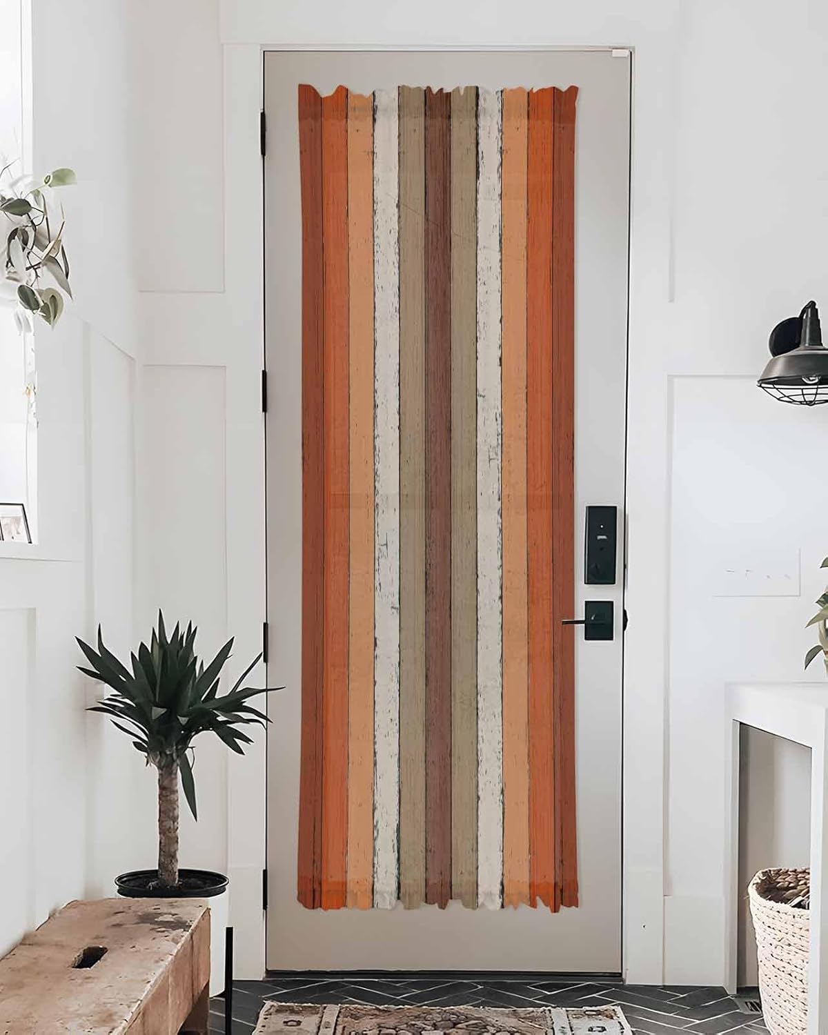 Orange Brown French Door Curtain with Tieback