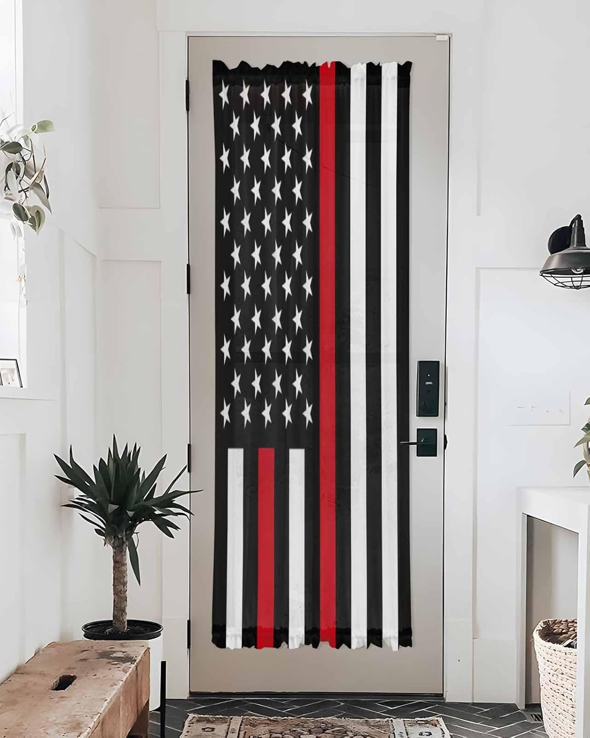 Red White American Flag French Door Panels