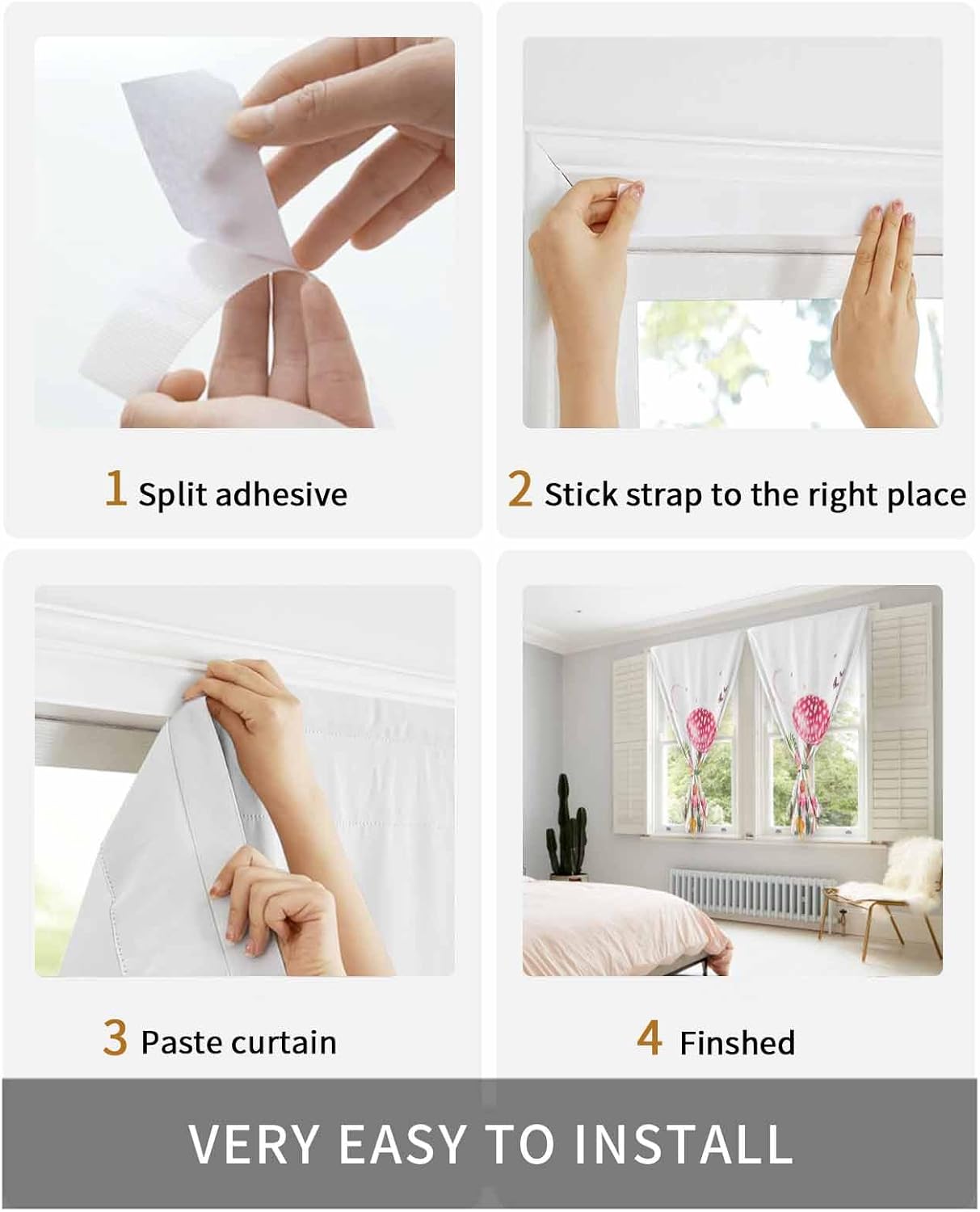 Self Adhesive Portable Blackout Curtains for Windows 35x48 Inches