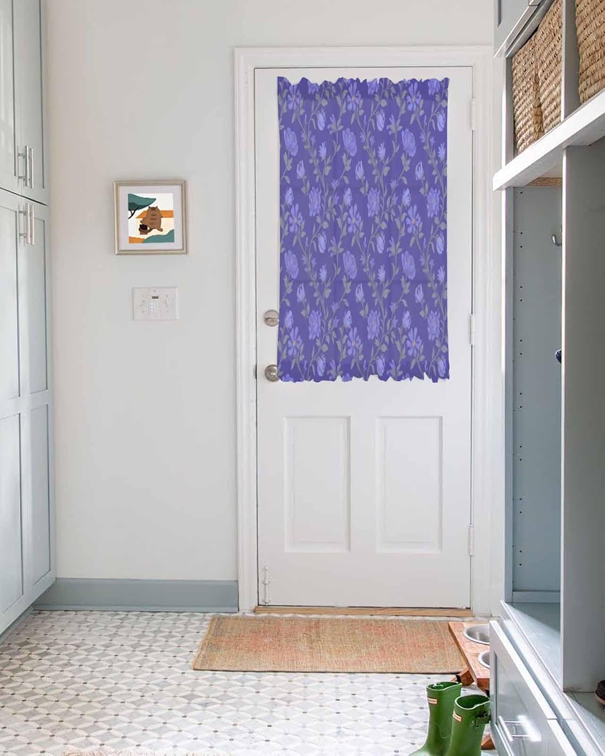 Purple Floral French Door Curtain Panel 54W x 40L