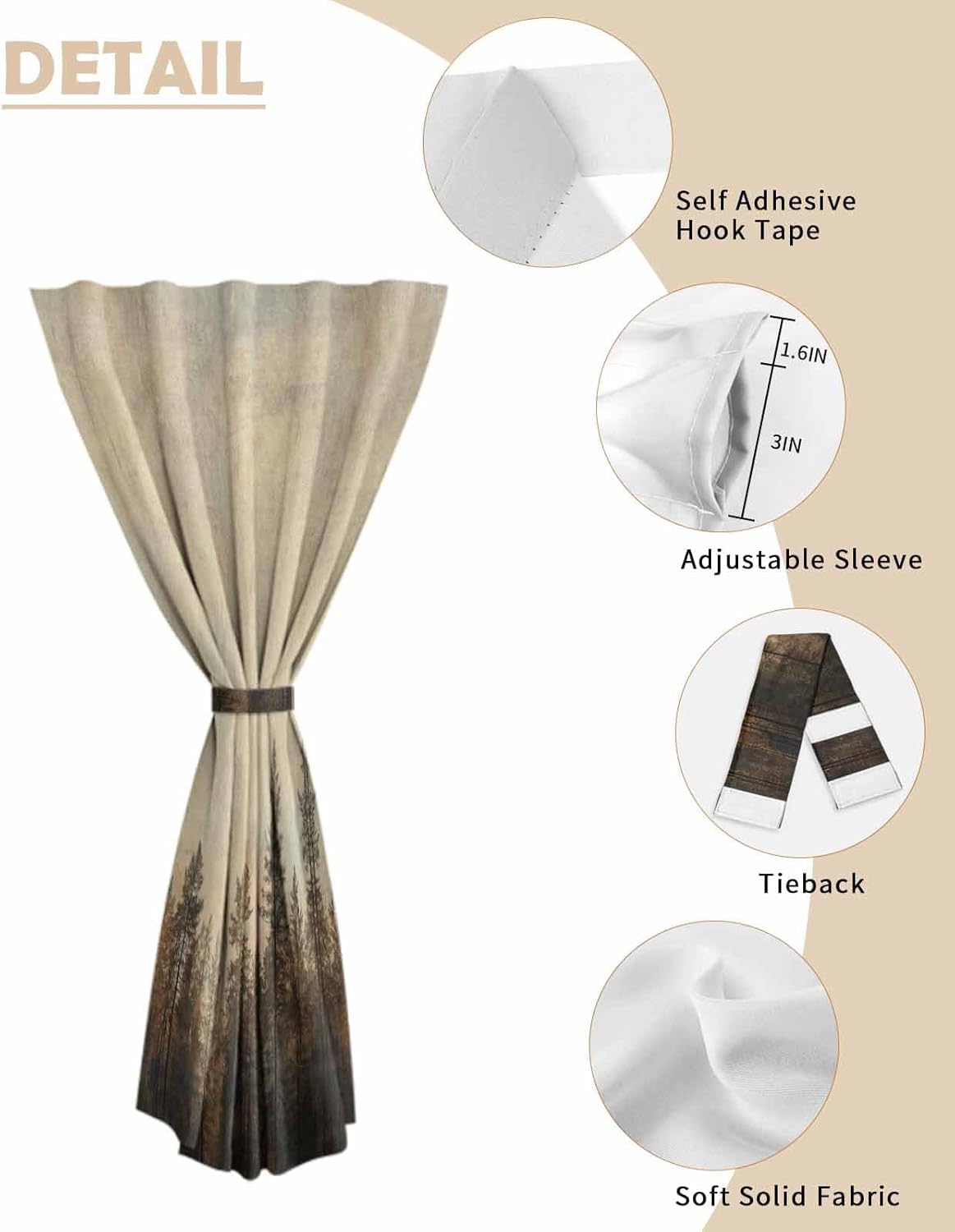 Forest Tree Self Adhesive Blackout Curtains for Windows