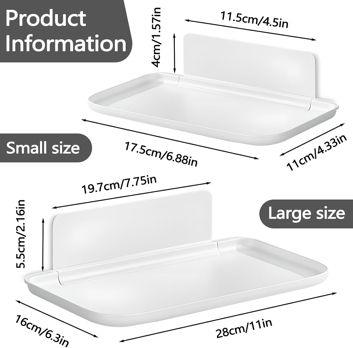Bagentry 2 Pack White Plastic Folding Wall Shelf Set
