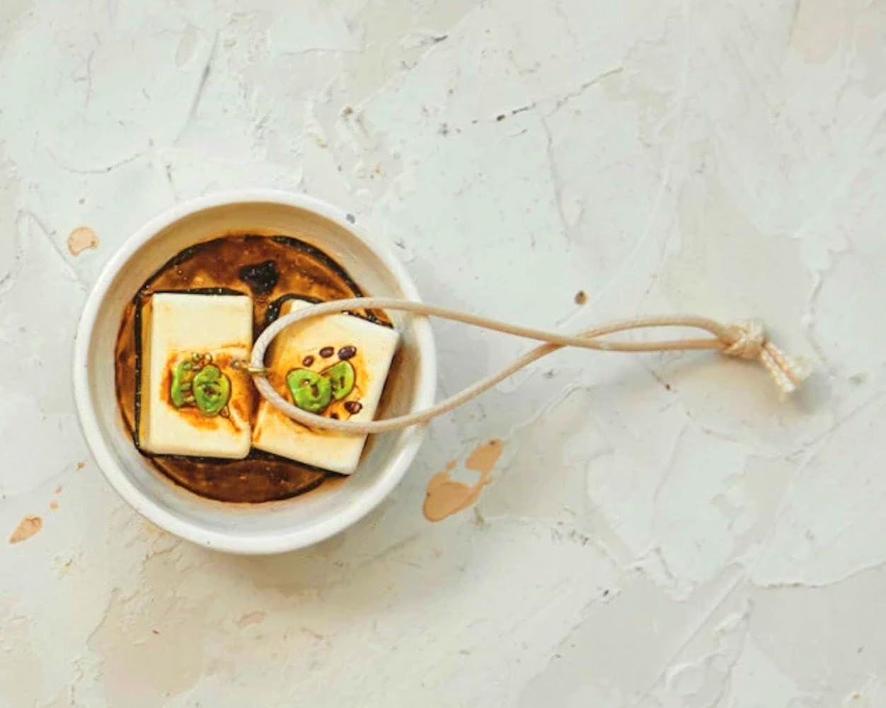 The Bridge Collection Tofu Bowl Ornament - Miniature Resin Christmas Decoration