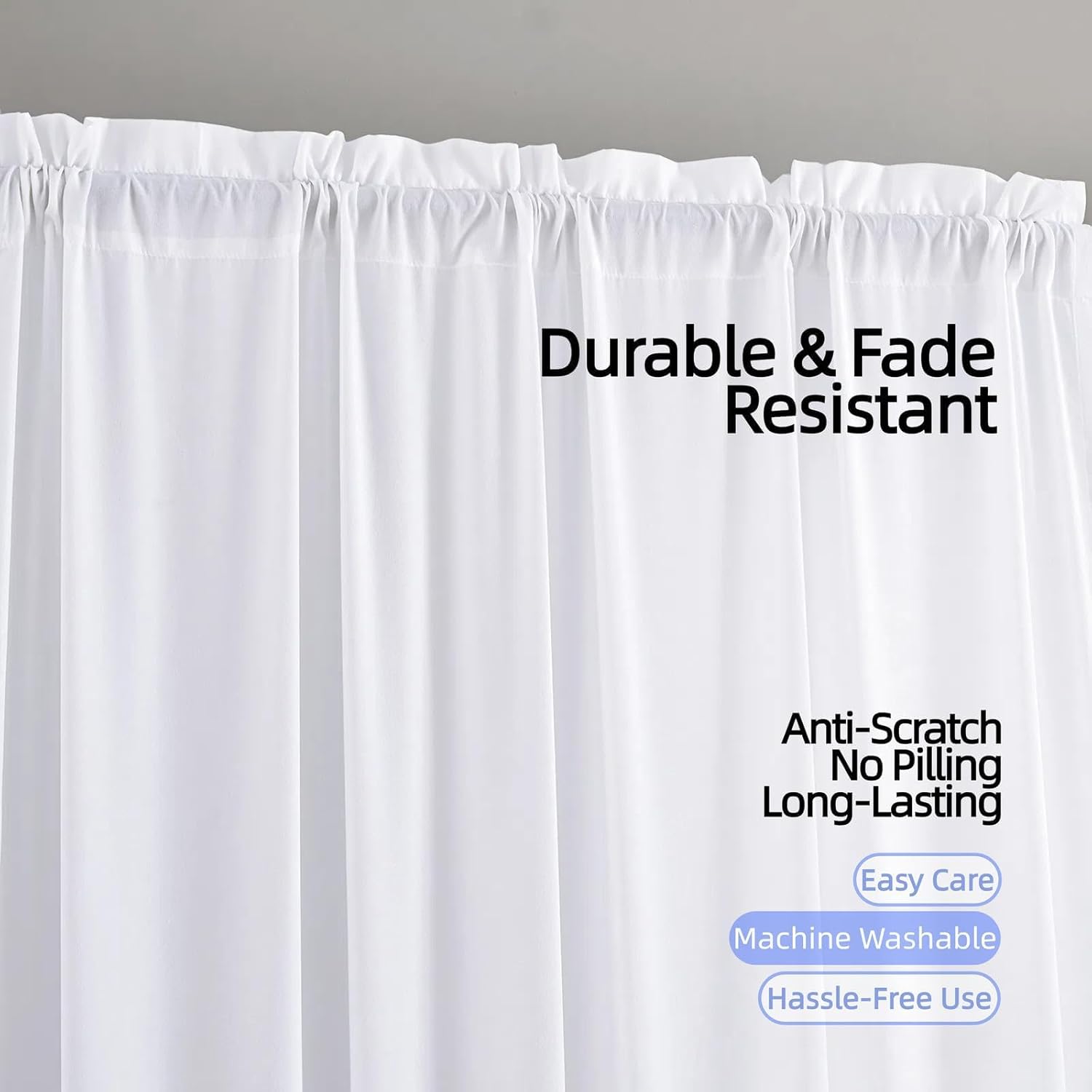 Sheer Privacy Curtains 95 Inch Length 2 Panels White Silky-Soft Tencel Velvet
