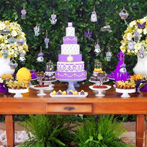 WATINC 37pcs Lavender Wood Hanging Ornament Set