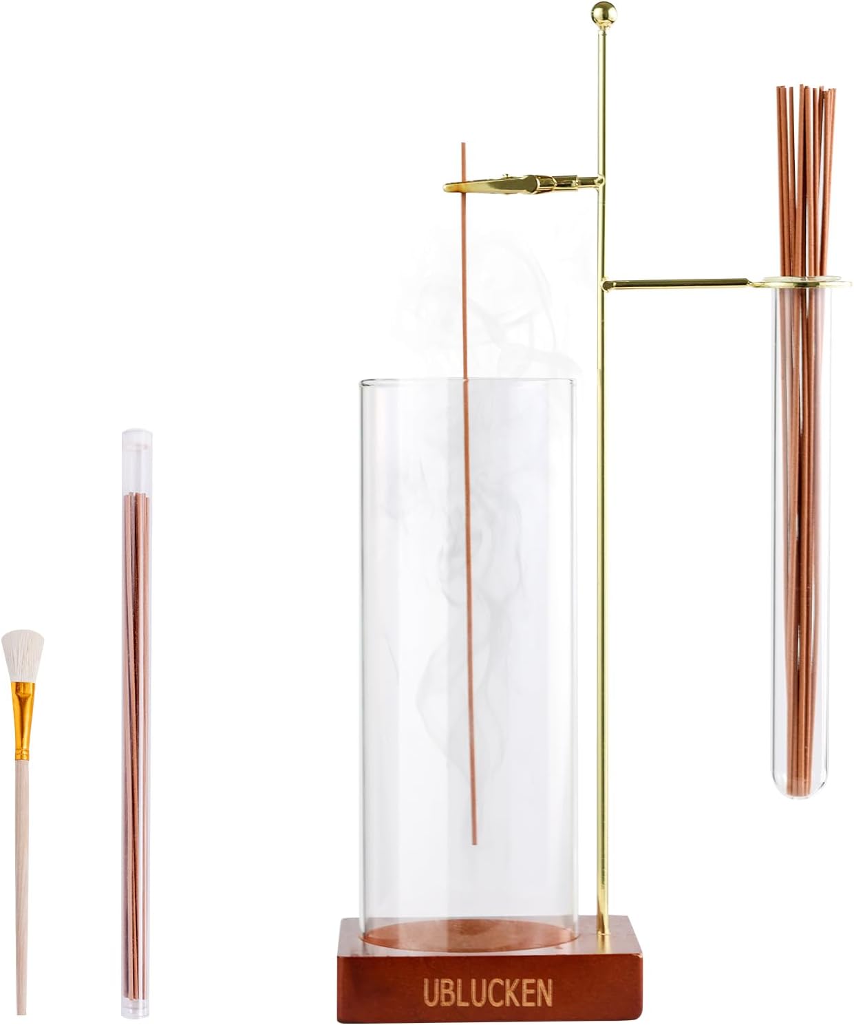 UBLUCKEN Incense Holder for Sticks with Glass Ash Catcher and Brush
