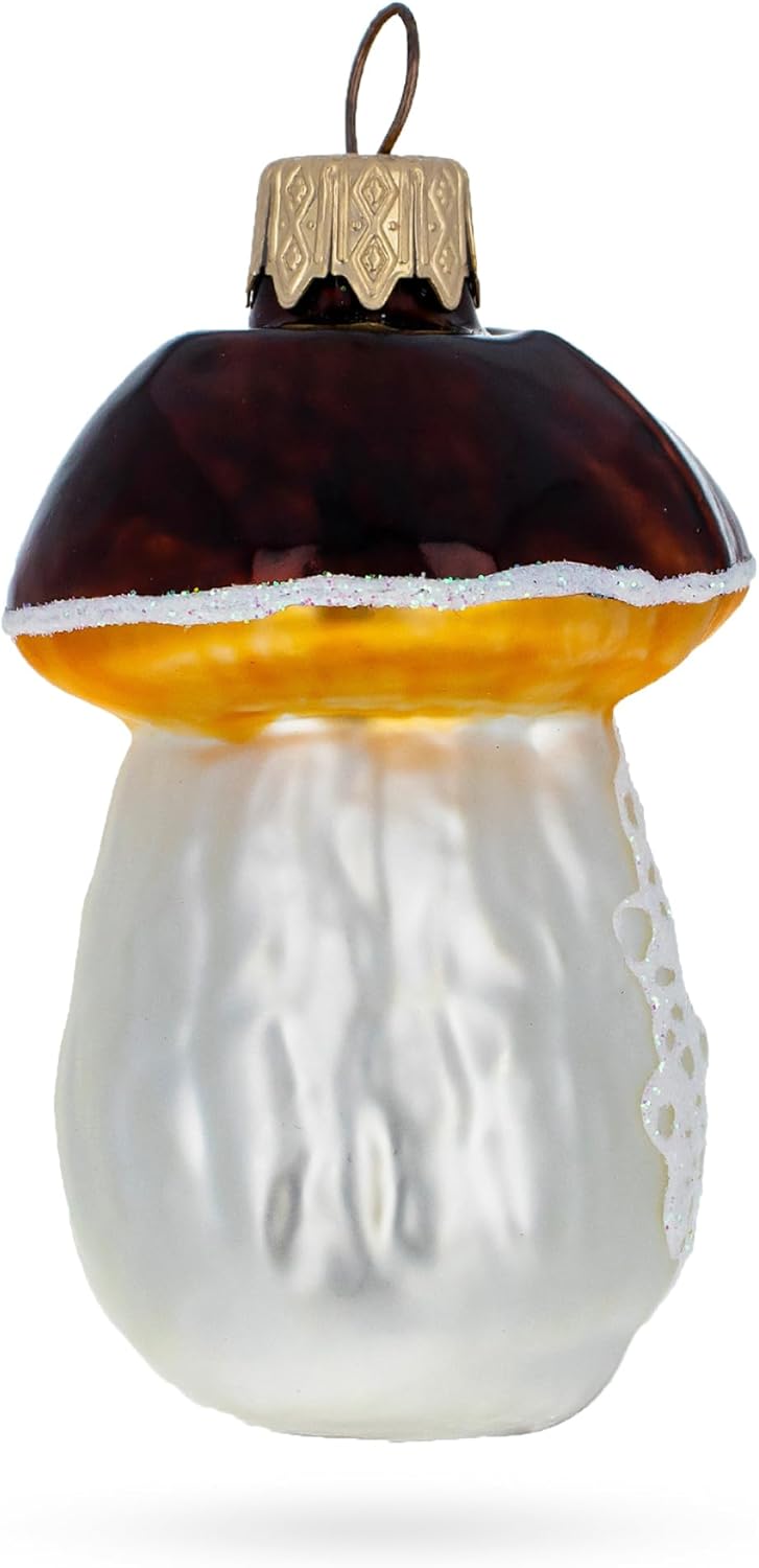 Mushroom Grandpa Glass Christmas Ornament 1