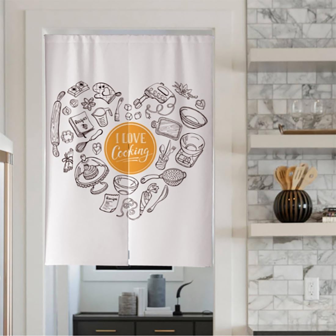 No-Punch Kitchen Curtains with Telescopic Rod