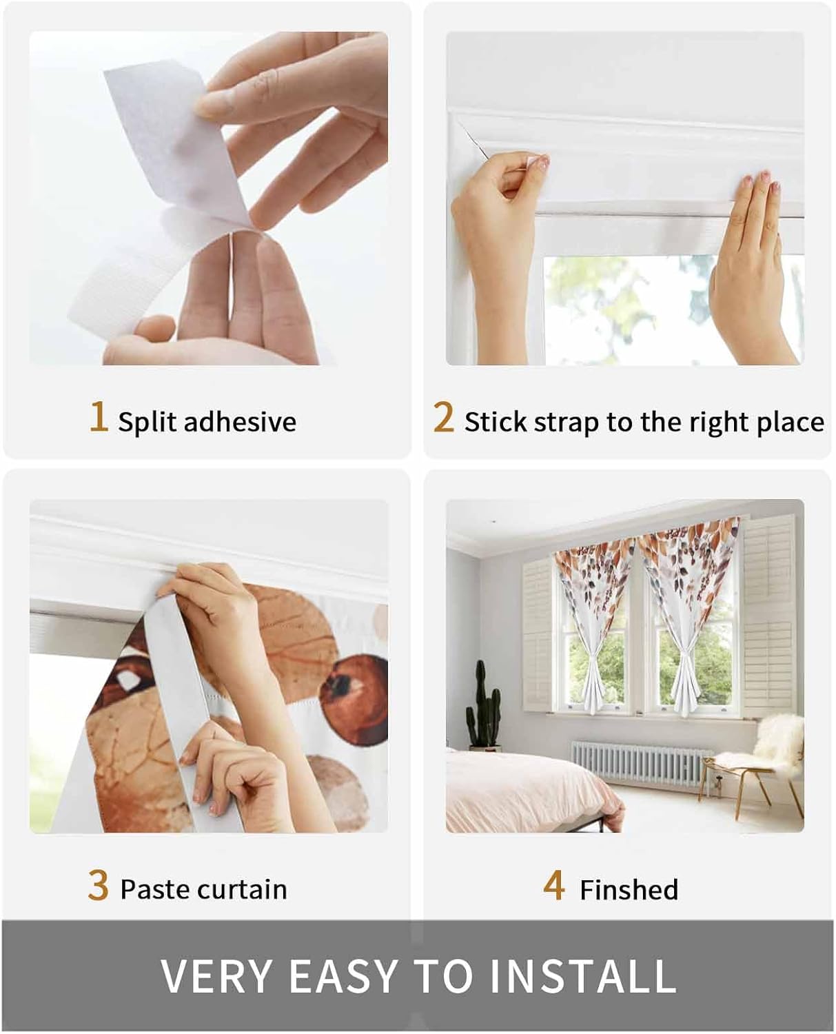 Self Adhesive Eucalyptus Leaves Portable Curtains for Windows