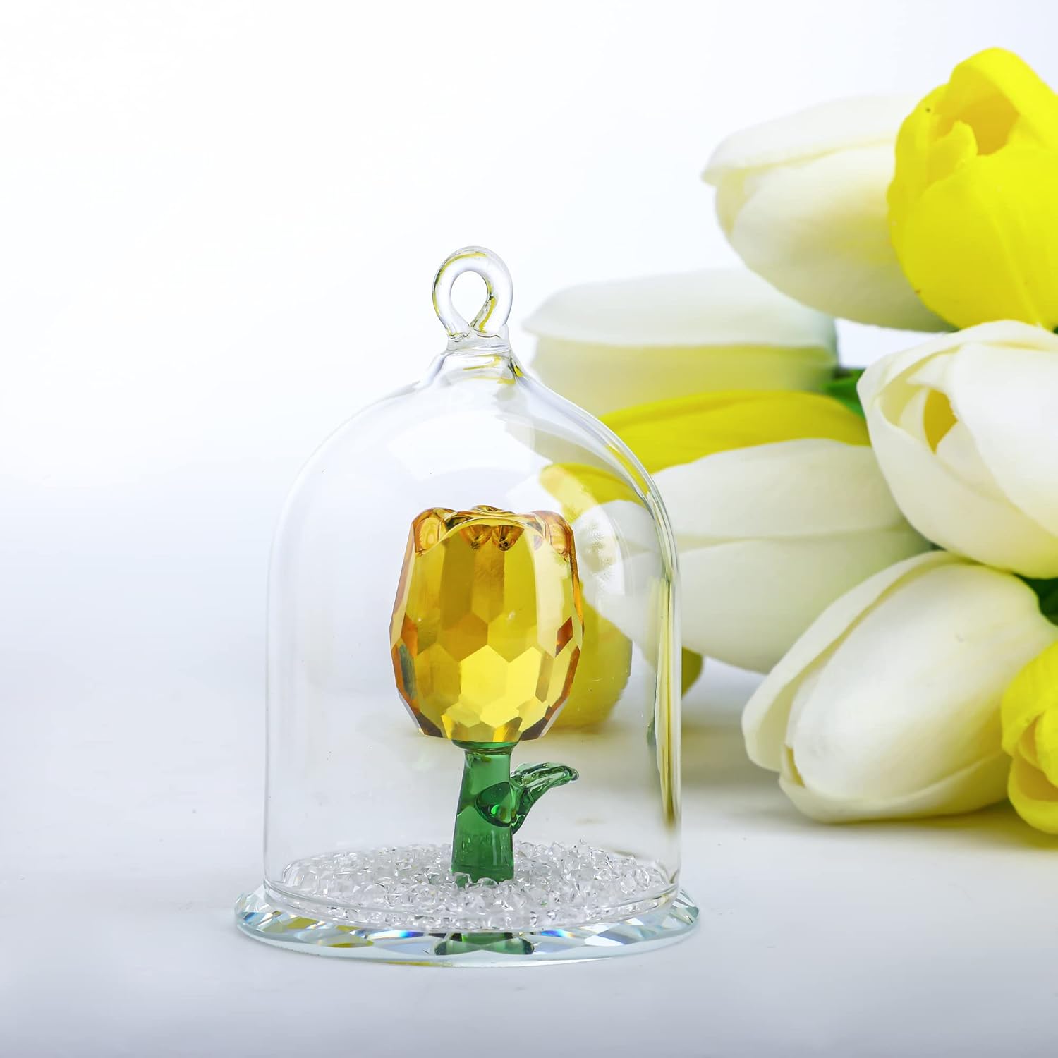 HD Crystal Rose Glass Hanging Decor Ornament