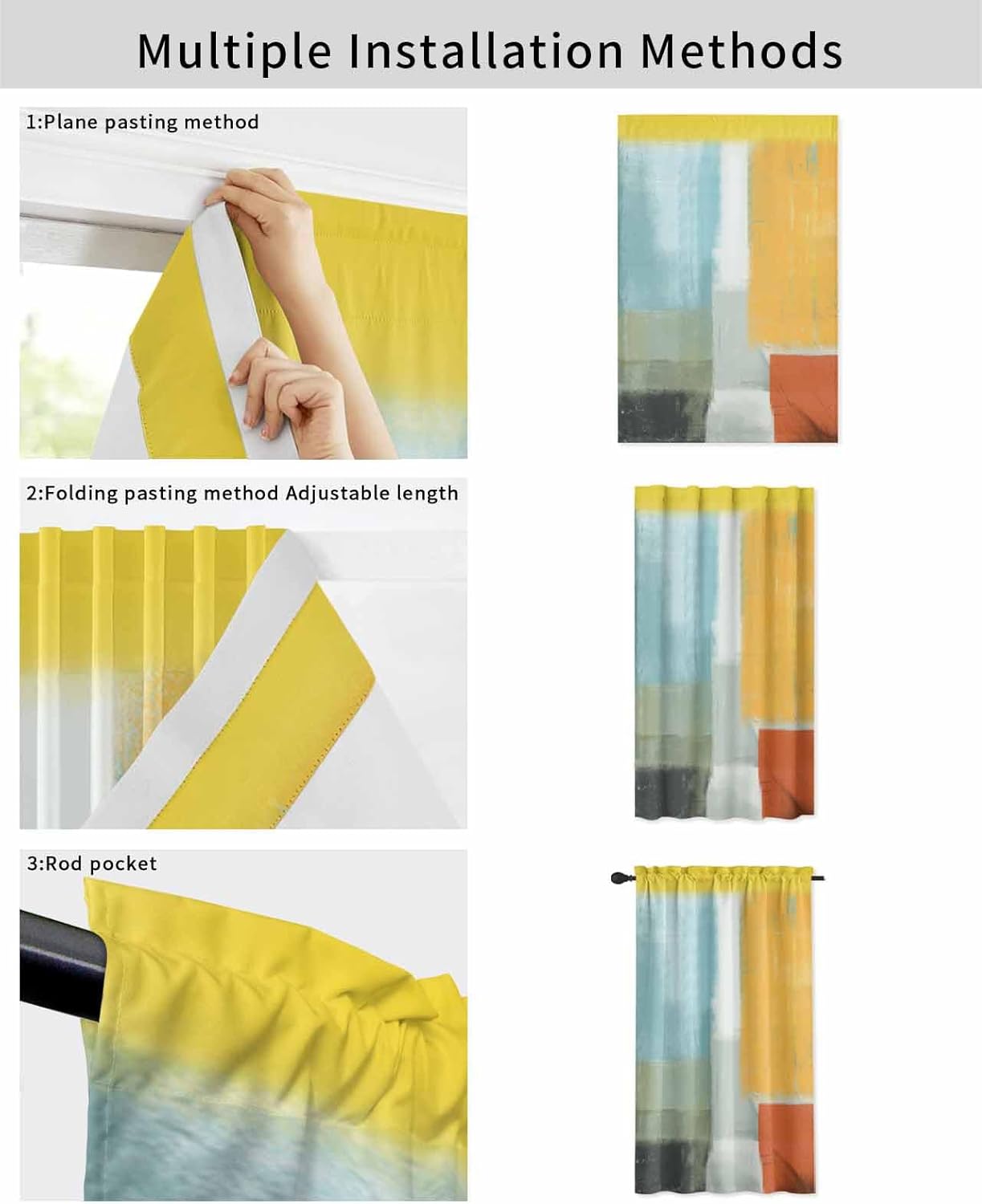 Self Adhesive Portable Curtains for Windows 47x72 Inches