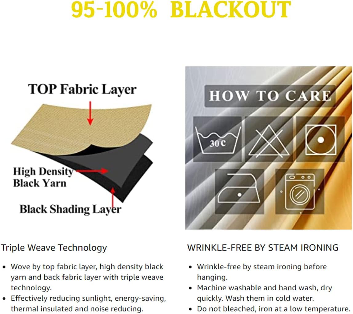 YANFENQI Block Out Curtains 2 Panels Grommet Blackout