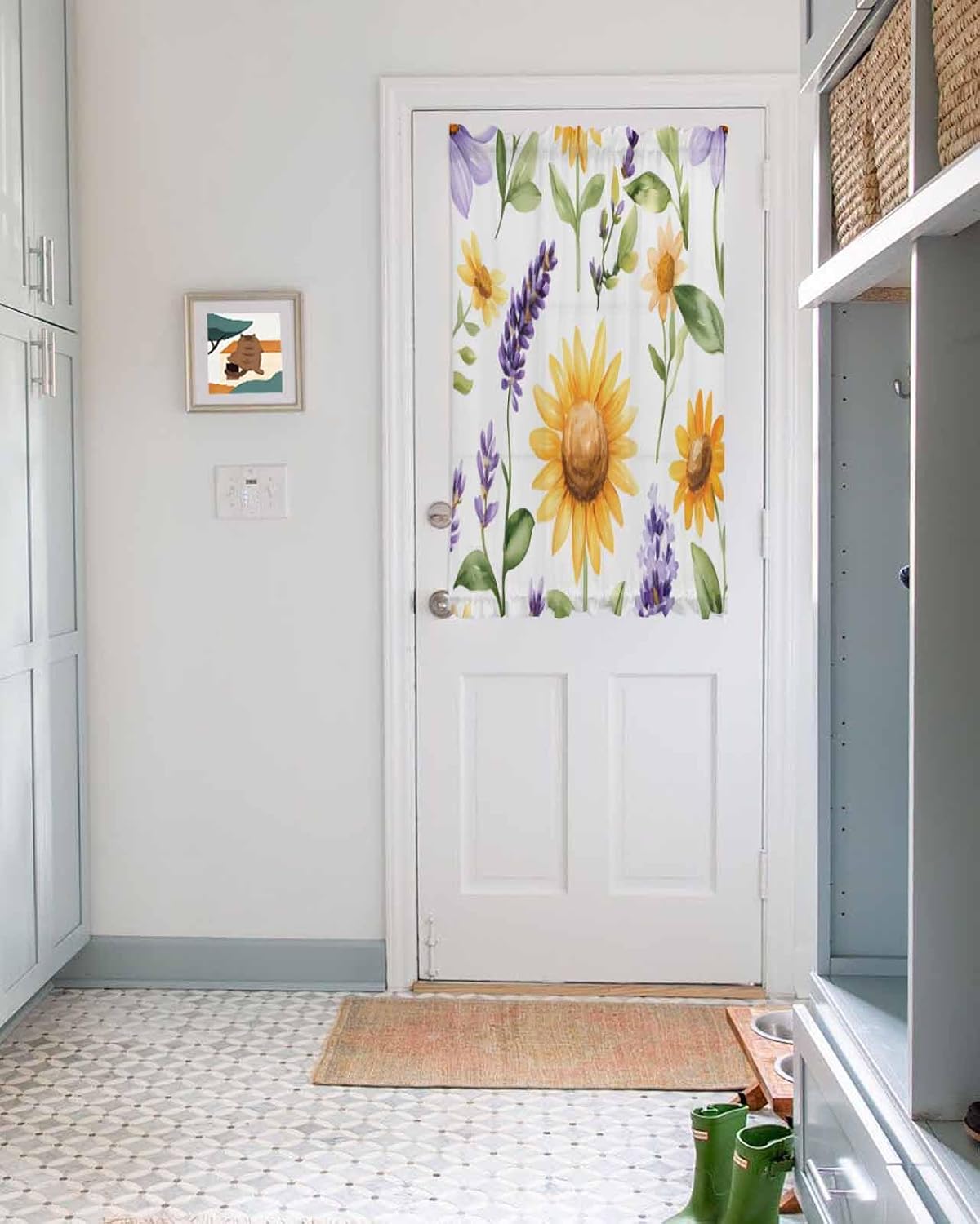 French Door Curtain with Sunflower and Lavender Design