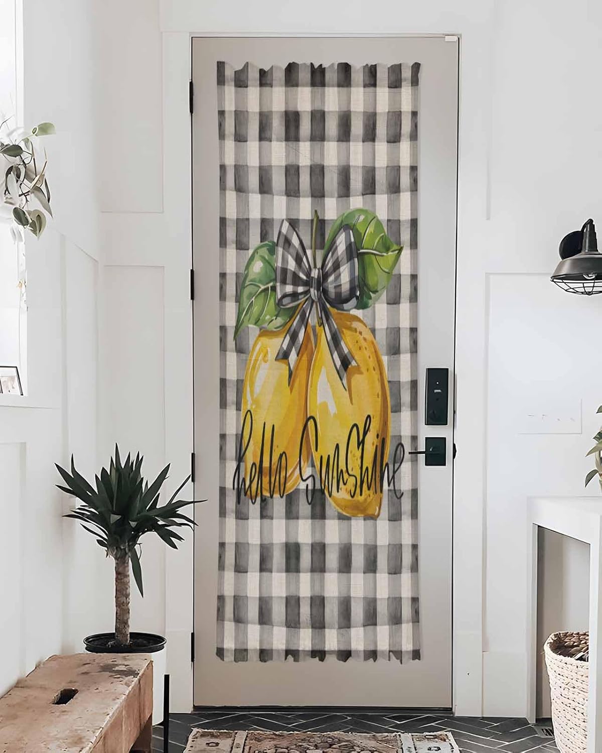 Lemon Plaid French Door Curtain 54W x 72L