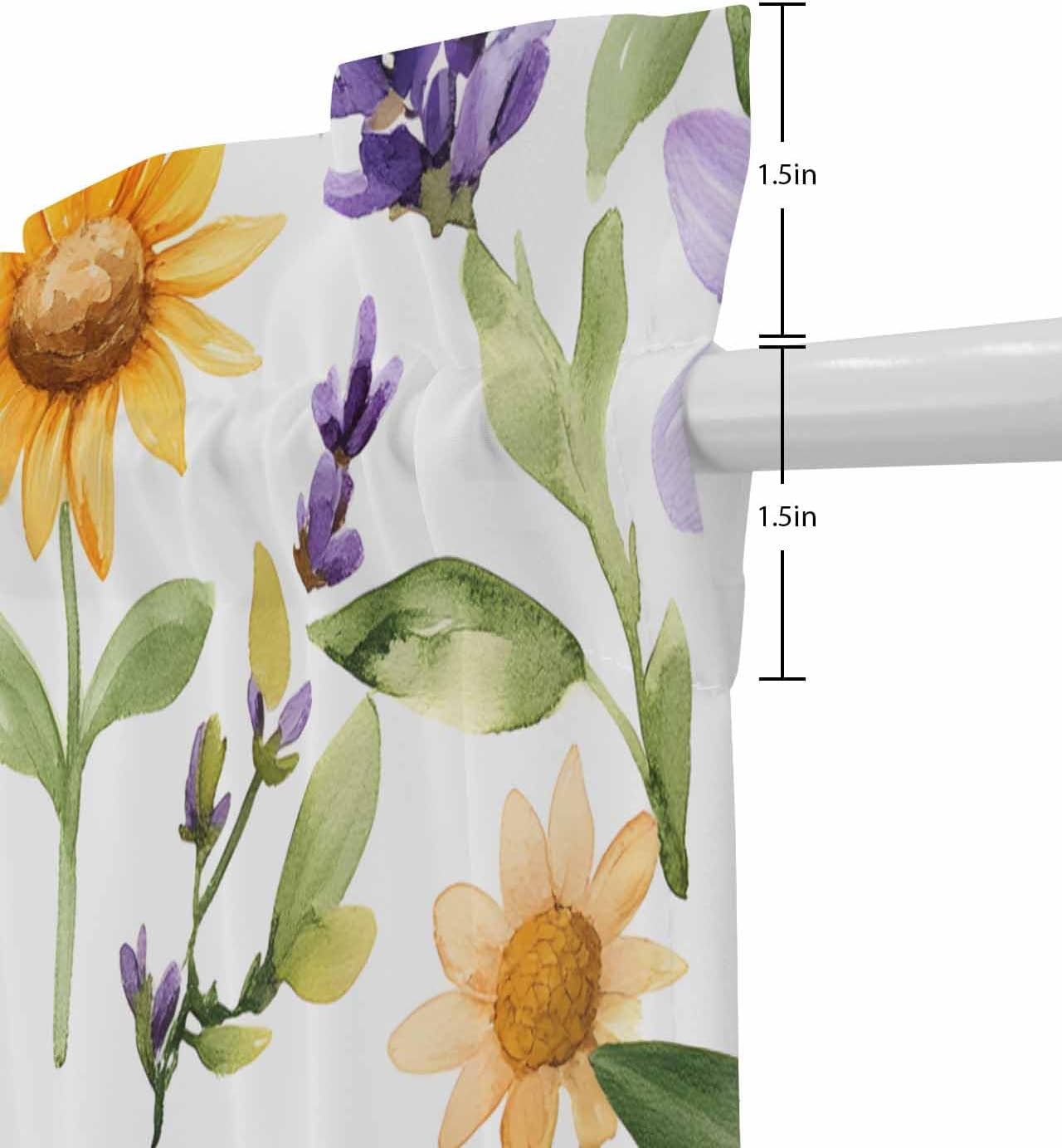 French Door Curtain with Sunflower and Lavender Design