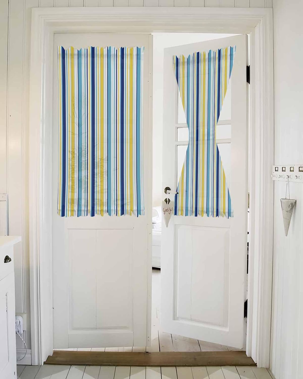 Ombre Blue Yellow Striped French Door Curtain Panel