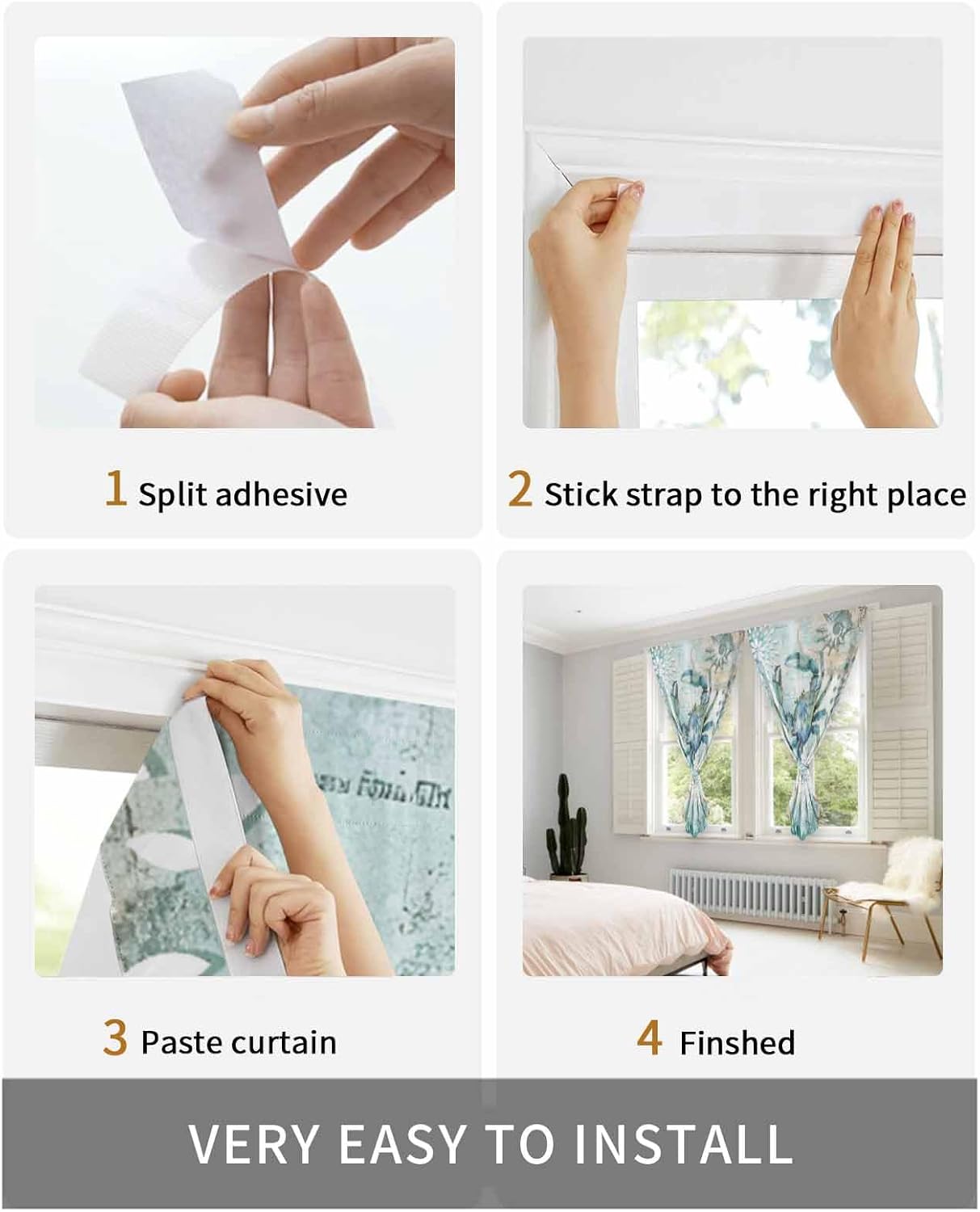 Coastal Crab Self Adhesive Room Darkening Curtains for Windows
