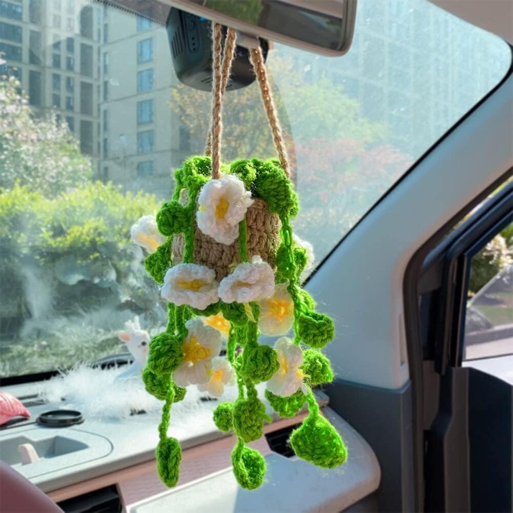 Eforcase Car Mirror Hanging Boho Flower Plant Ornament