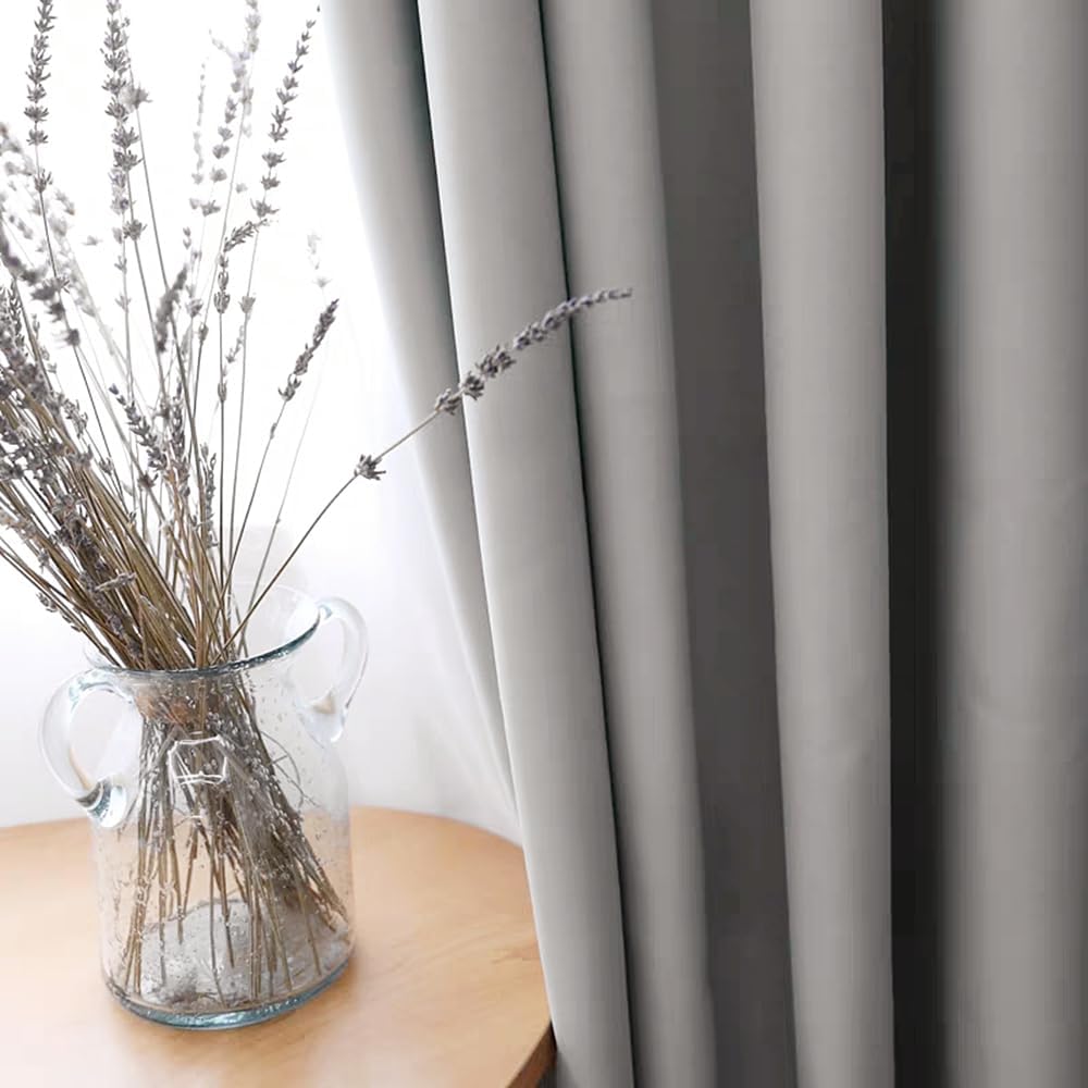AiFish Grey Grommet Door Curtain 78 Inch Thermal Insulated Panel