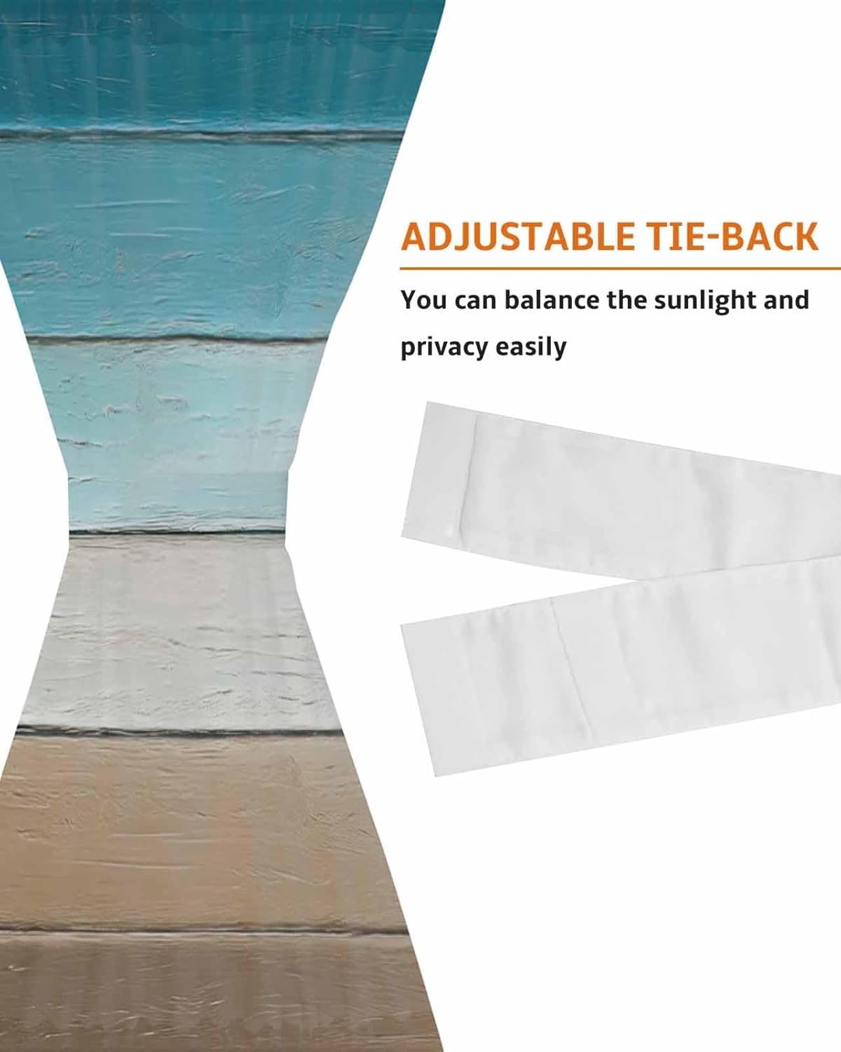 Turquoise Brown French Door Curtain with Rod Pocket