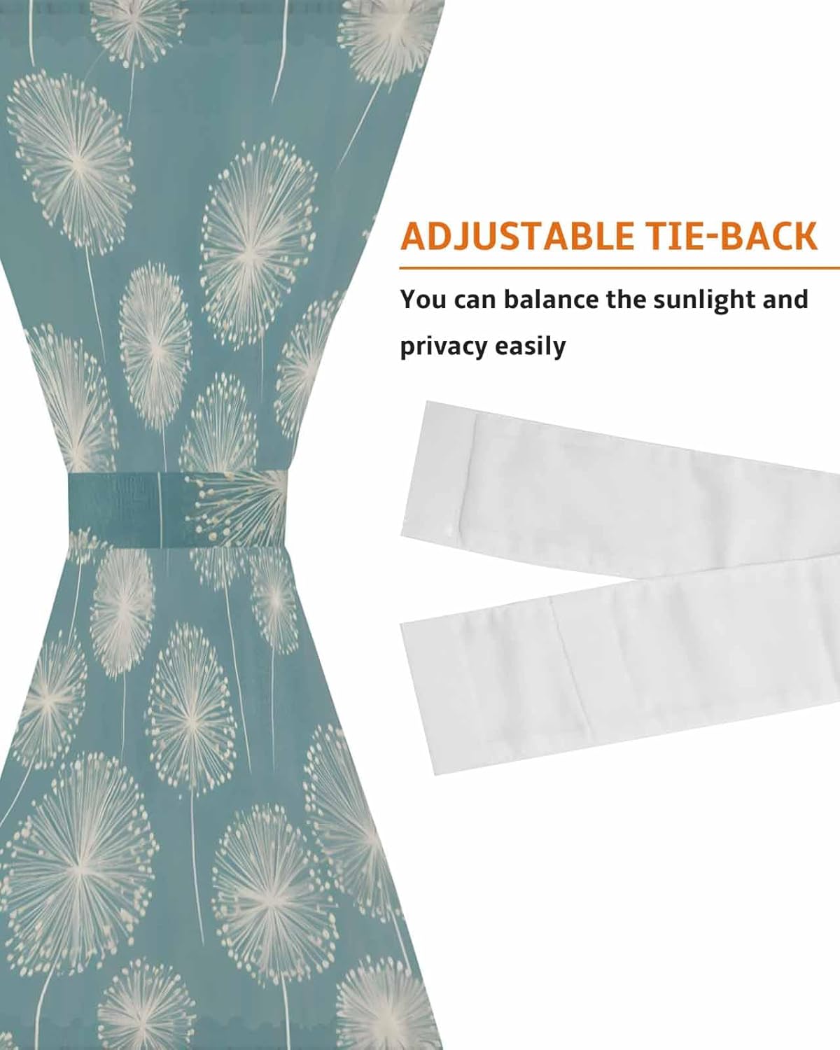 White Dandelion French Door Curtain with Rod Pocket