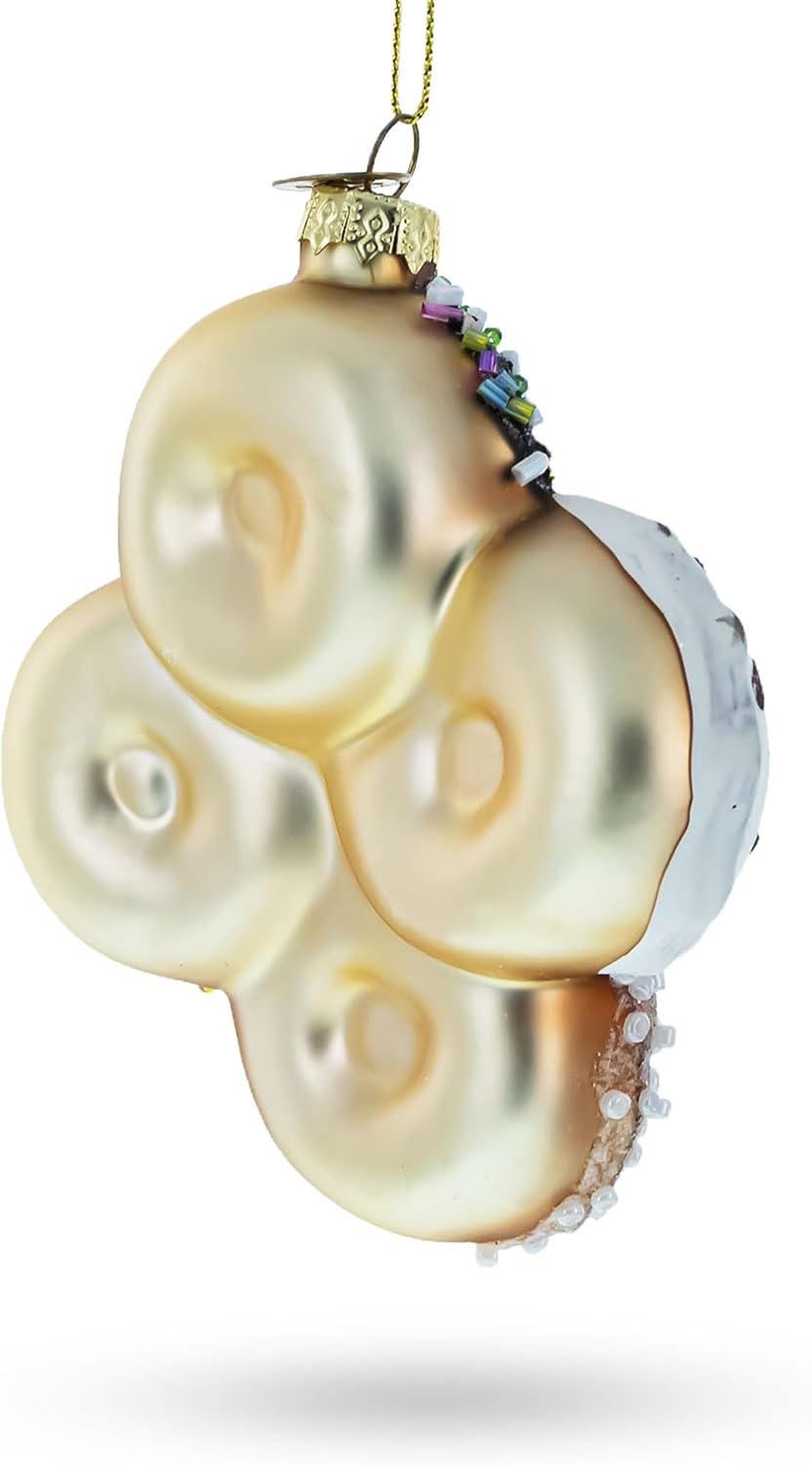 Festively Decorated Donut Glass Christmas Ornament