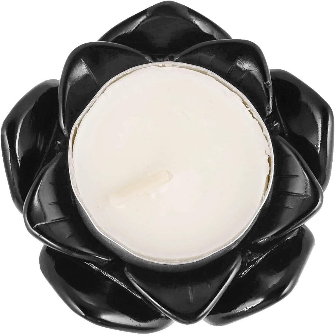 SUNYIK Handcarved Black Obsidian Lotus Flower Sculpture 24 Inch