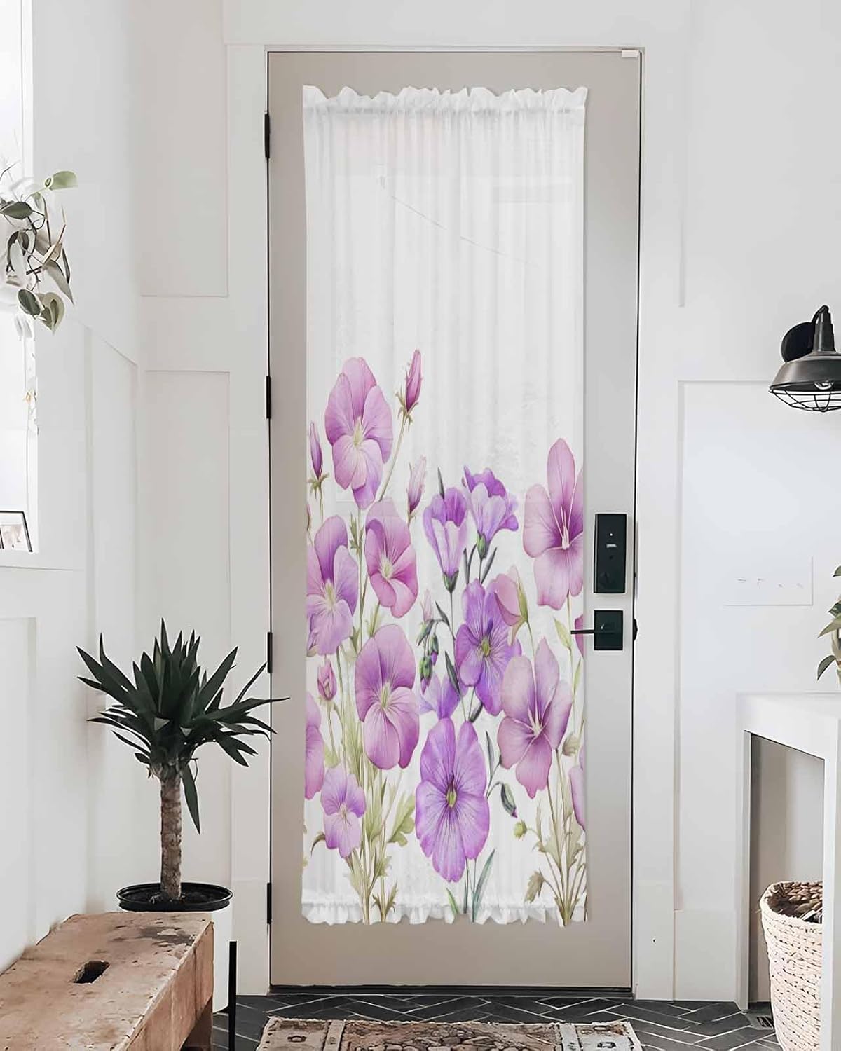 Spring Rustic Farmhouse Floral Door Curtain Panel