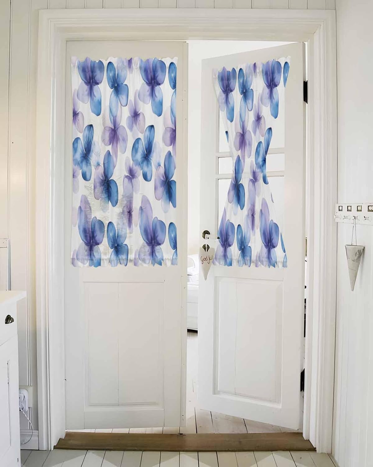 PANJINEXT Door Curtains 54x40 Sheer Panel with Tiebacks