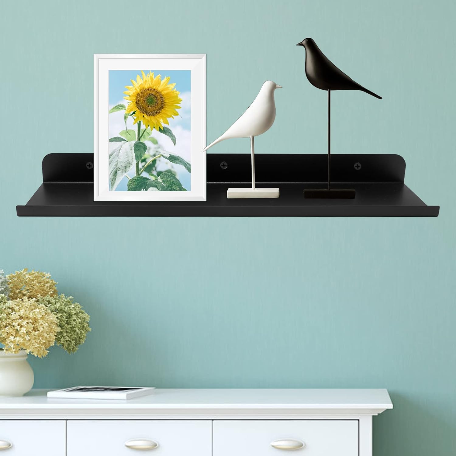 Matte Black Floating Wall Shelf 2 Pack