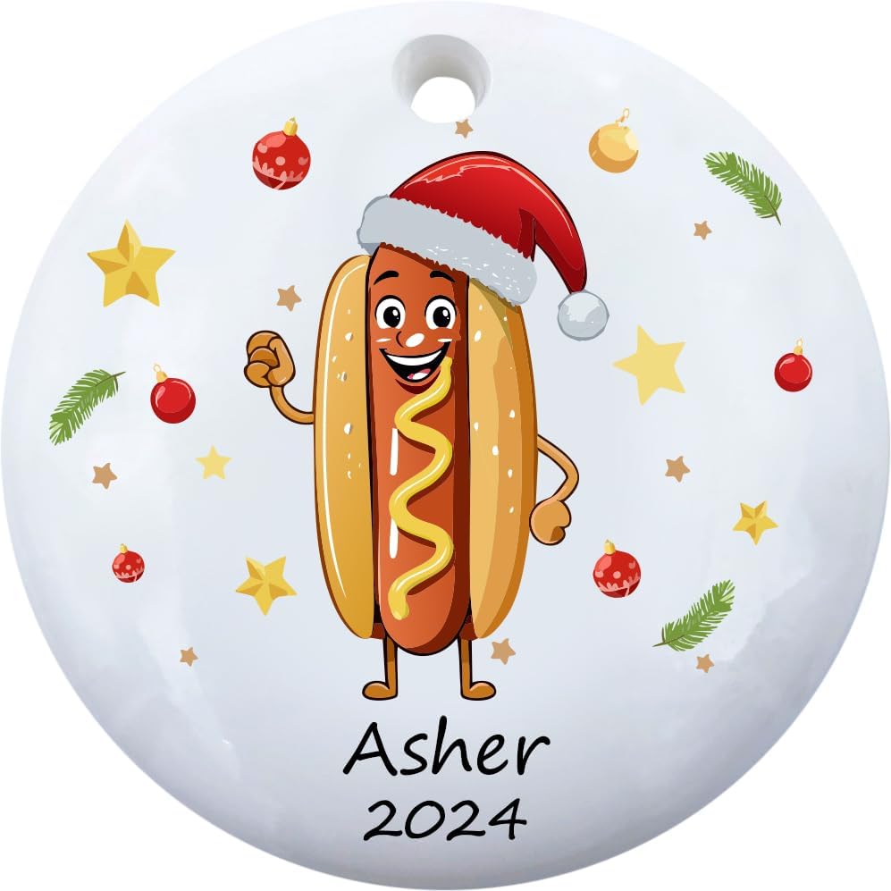 Personalized Hot Dog Ornament for Christmas Tree