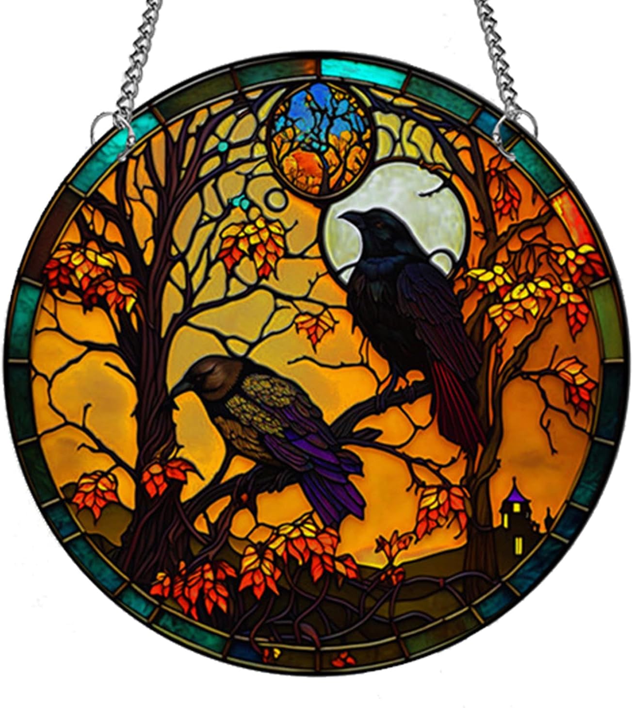 MATIHAY Crows Stained Acrylic Window Hanging Decor