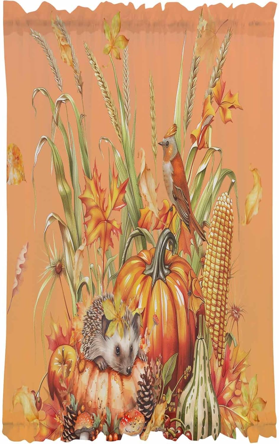 Fall Pumpkin French Door Curtain with Tieback