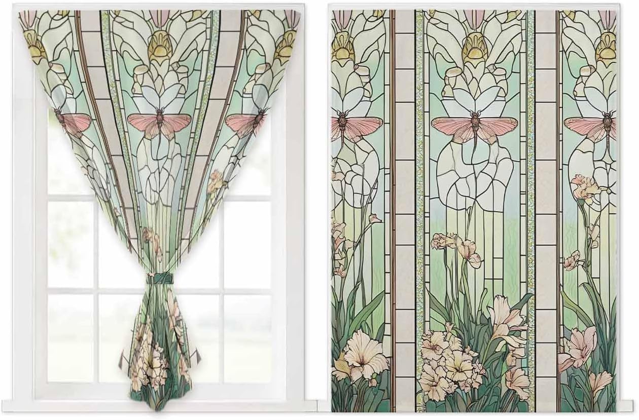 Butterfly Stained Glass Self Adhesive Curtains for Windows